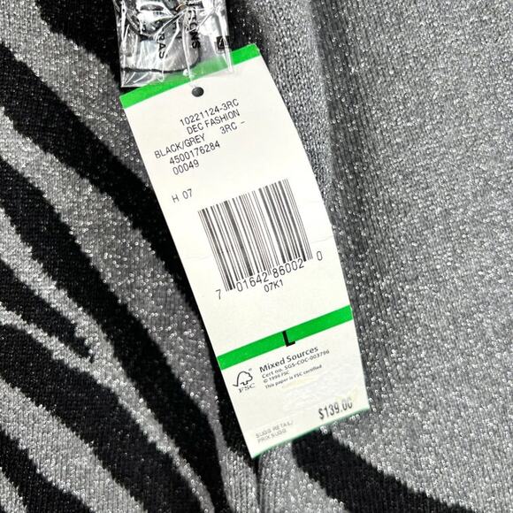 NWT Jones New York Signature Metallic Zebra Zip Cardigan LG - Picture 3 of 9
